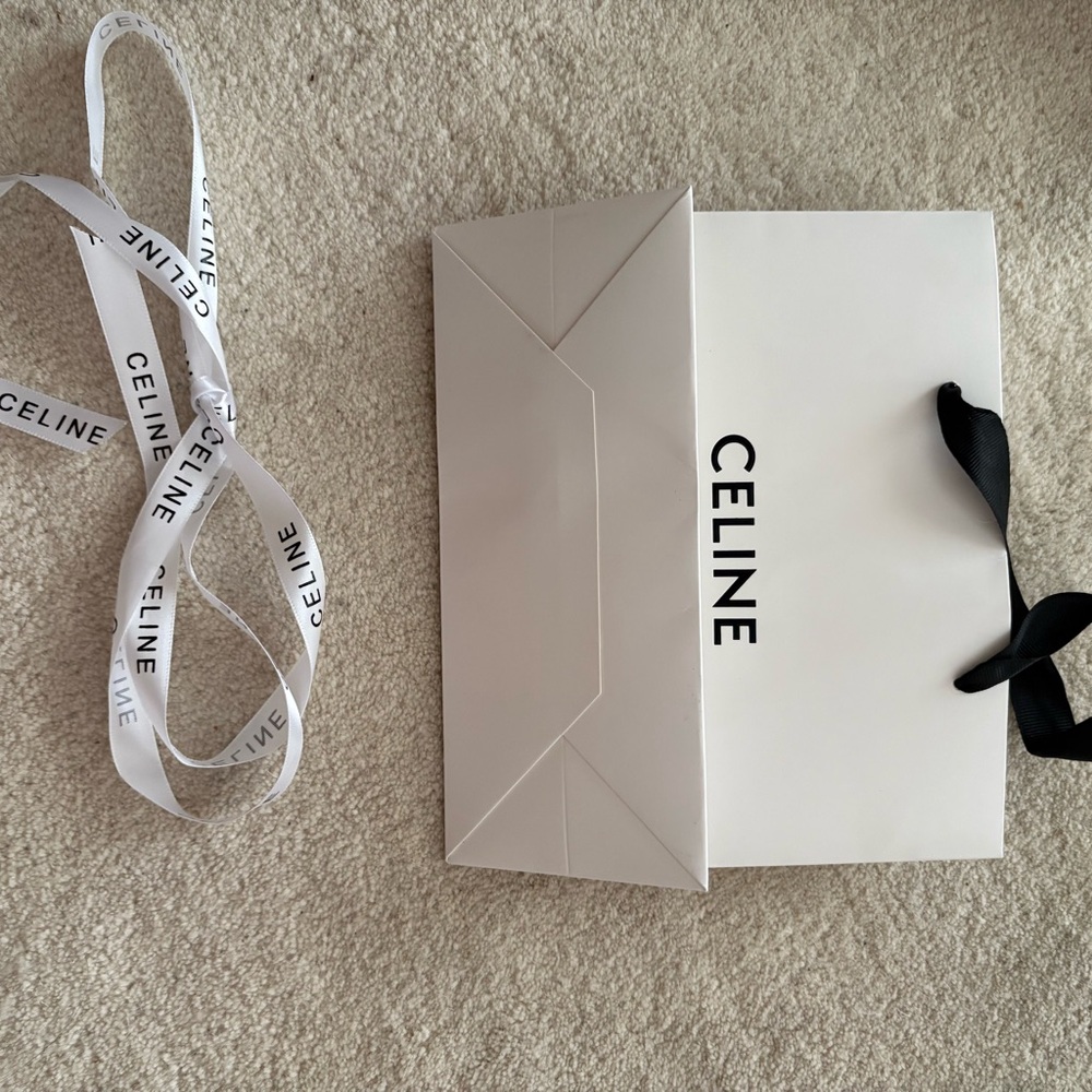 Celine White Shopping Gift Bag with Celine Branded Ribbon